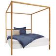 Himmelbett Weiß/Eichefarben 140x200cm - Eichefarben/Weiß, MODERN, Holz/Holzwerkstoff (140/200cm) - Zandiara