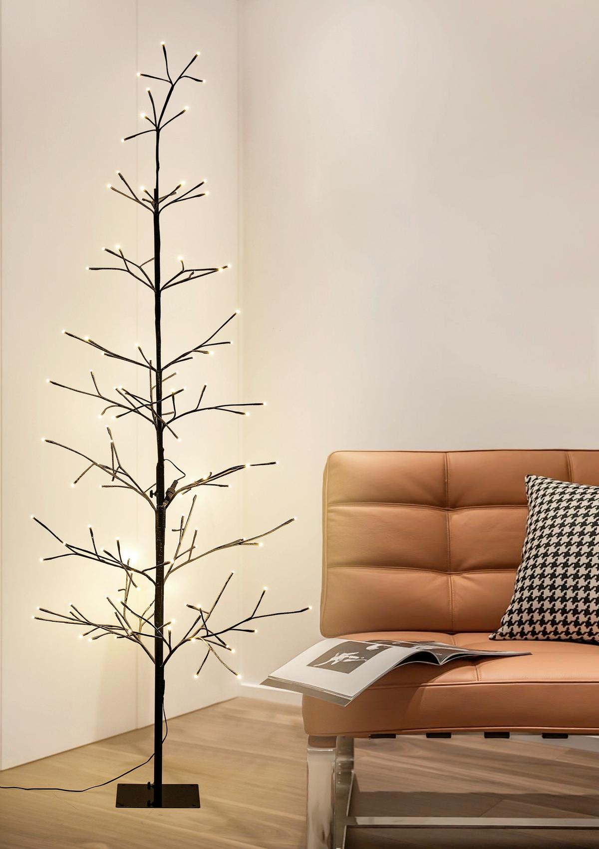 Okrasna Led-svetilka Tree - črna/bela, Moderno, kovina/umetna masa (175cm) - Mömax