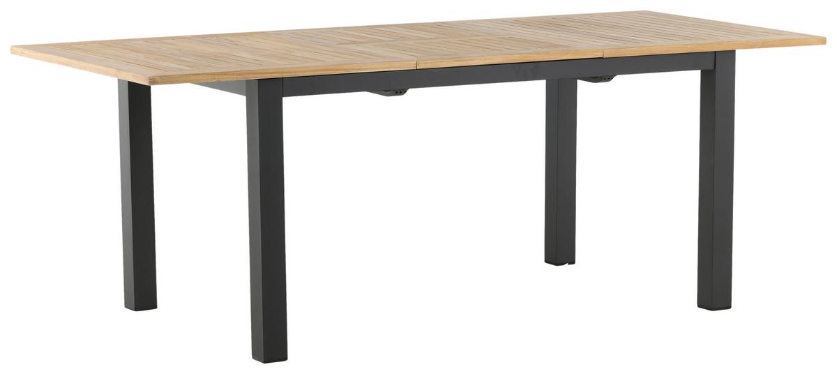 Gartentisch Panama ca. 210x90 cm Schwarz/Teakholz - Schwarz/Teakfarben, KONVENTIONELL, Holz/Metall (210/90/75cm) - Gardenson