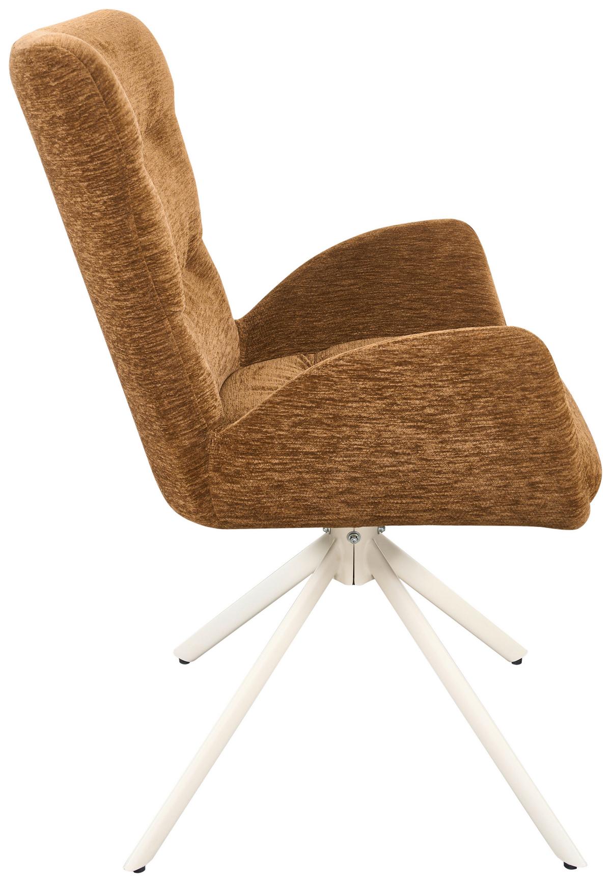 Armlehnstuhl Stella Braun/beige - Beige/Braun, Design, Textil/Metall (58/91/66cm) - Mömax