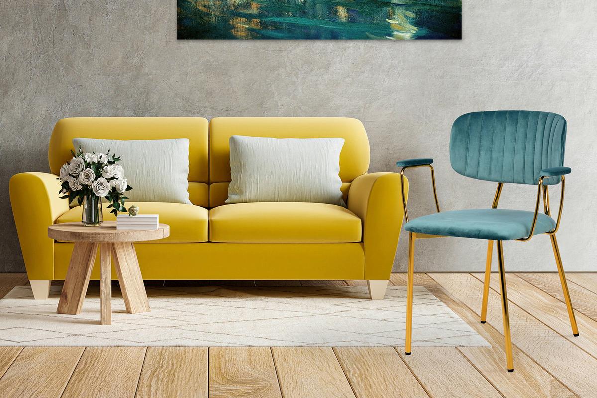 STUHL-SET GISELLE 225 - Goldfarben/Mintgrün, Design, Kunststoff/Metall (63/80/51cm) - Kayoom