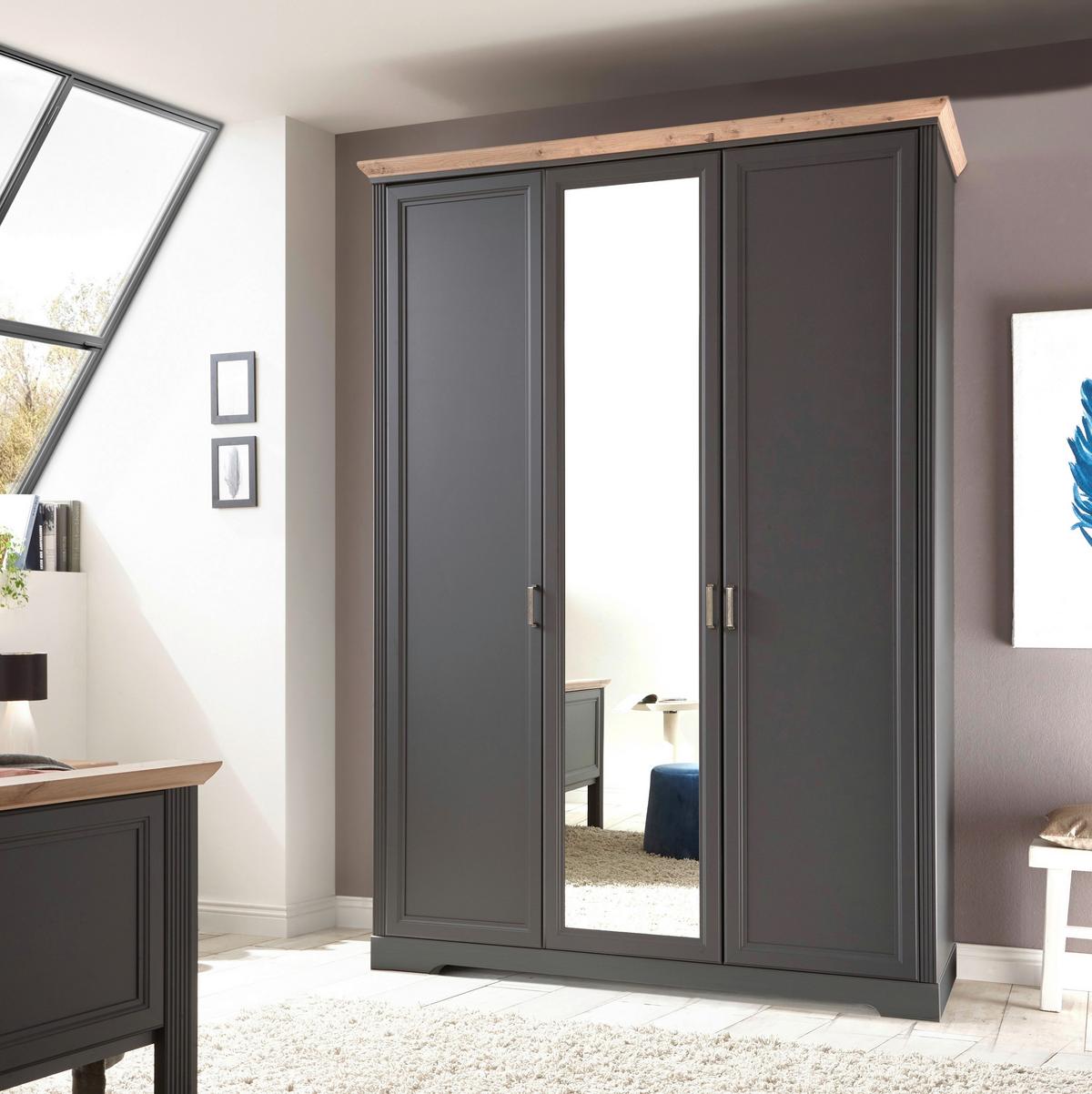 Ormar Sa Klasičnim Vratima Jasmin Ii - boja nikla/grafitno siva, Lajfstajl, metal/pločasti materijal (164/220/64cm) - Zandiara