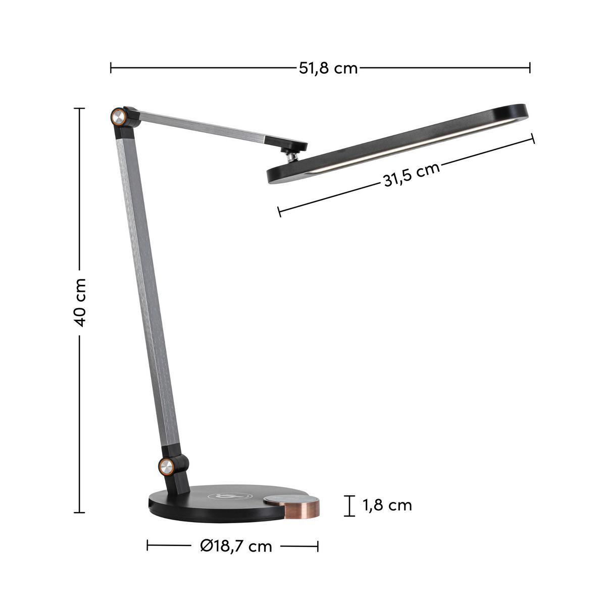 Led-svetilka Za Pisalno Mizo Rink - črna/barve aluminija, Moderno, kovina/umetna masa (37/20/40-70cm) - Mömax