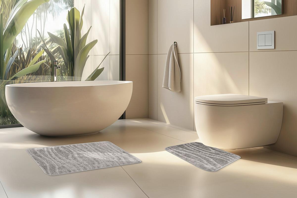 Bademattenset Lagoon 225 Silber  2er-Set - Basics (50/80cm) - Kayoom