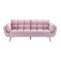 Schlafsofa Cora Rosa Samt - Rosa/Naturfarben, MODERN, Holz/Textil (214/92/81cm) - Bessagi Home