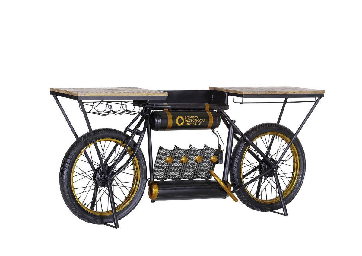 Bar aus Mangoholz Massiv - Goldfarben/Schwarz, LIFESTYLE, Holz/Metall (187/44/83cm) - Premium Living