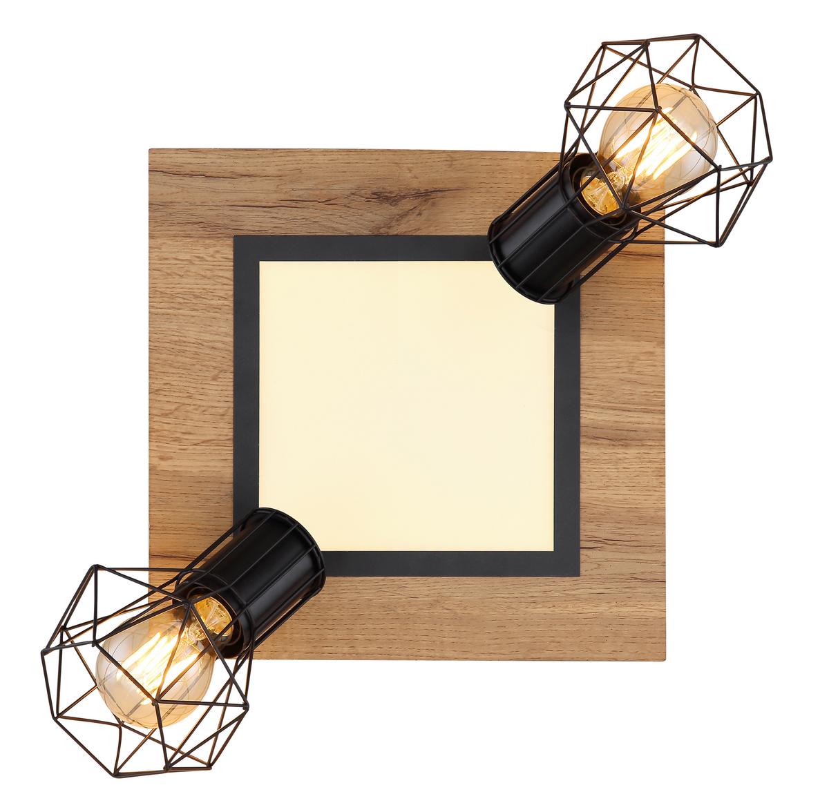 Stropni Reflektor Priska - črna/opal, Natur, kovina/umetna masa (30/30/22,5cm) - Globo