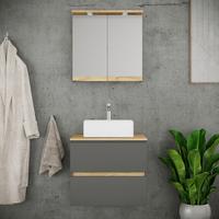 Badezimmer Cosila - Honigeiche/Weiss, Trend, Keramik/Holzwerkstoff (60cm) - MID.YOU