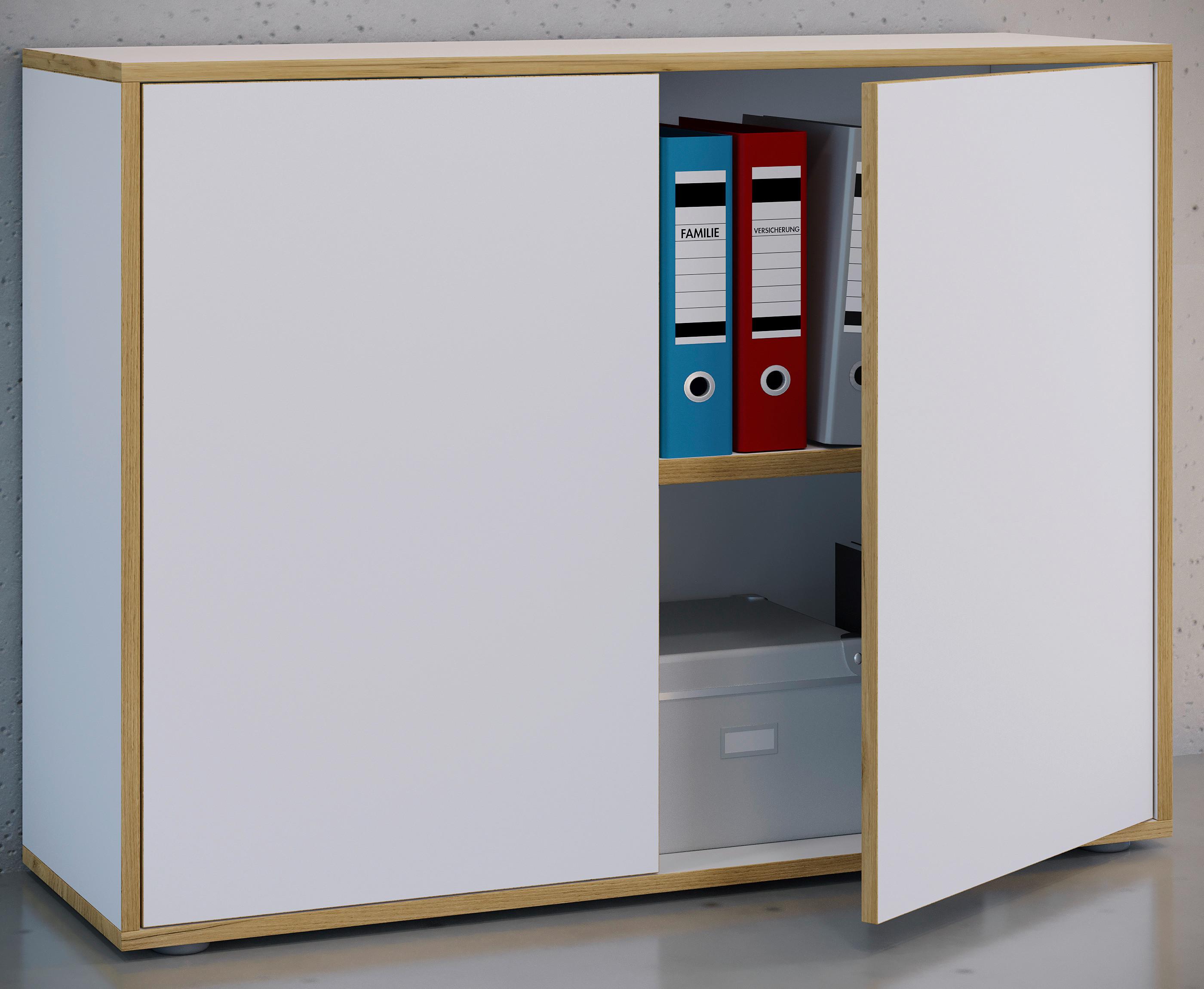 AKTENSCHRANK SALIA B100 - Honigeiche/Weiss, Design, Holzwerkstoff (100/74/33cm) - MID.YOU