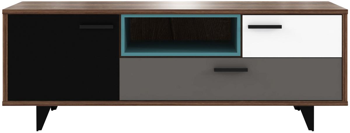 Tv-element Raven, Večbarvno - črna/siva, Design, umetna masa/leseni material (155/54/52cm) - Carryhome