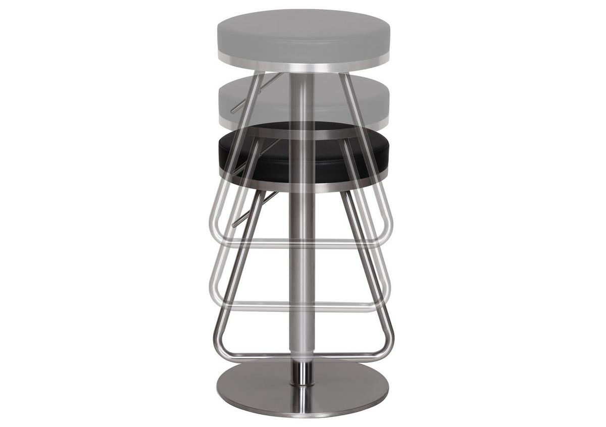 Barhocker 360° drehbar ca. 39x25 cm Schwarz - Silberfarben/Schwarz, MODERN, Textil/Metall (39/54/39cm) - MID.YOU