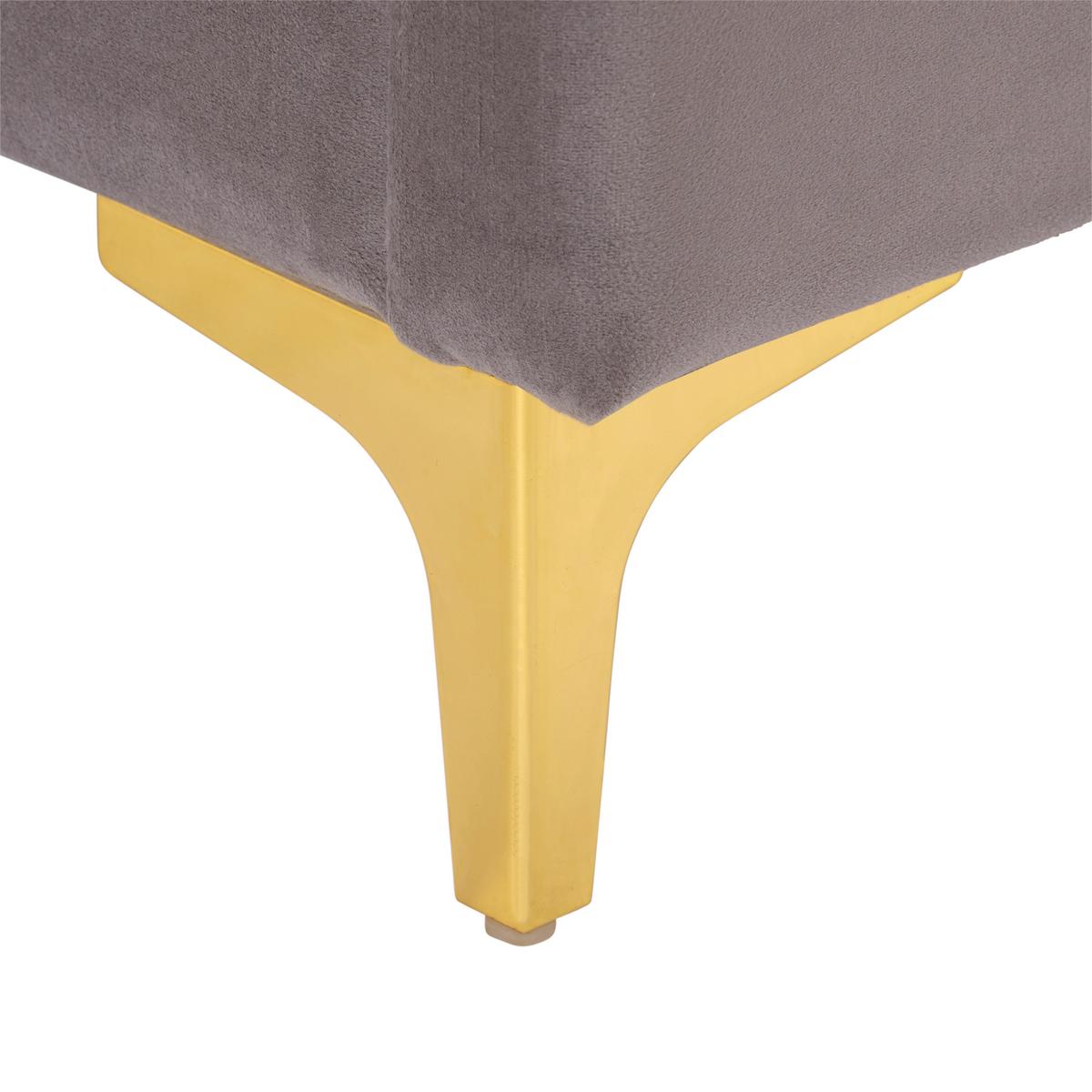 Oblazinjena Postelja Lucy, Siva, 180x200 - zlate barve/črna, Moderno, kovina/leseni material (180/200cm) - Livetastic