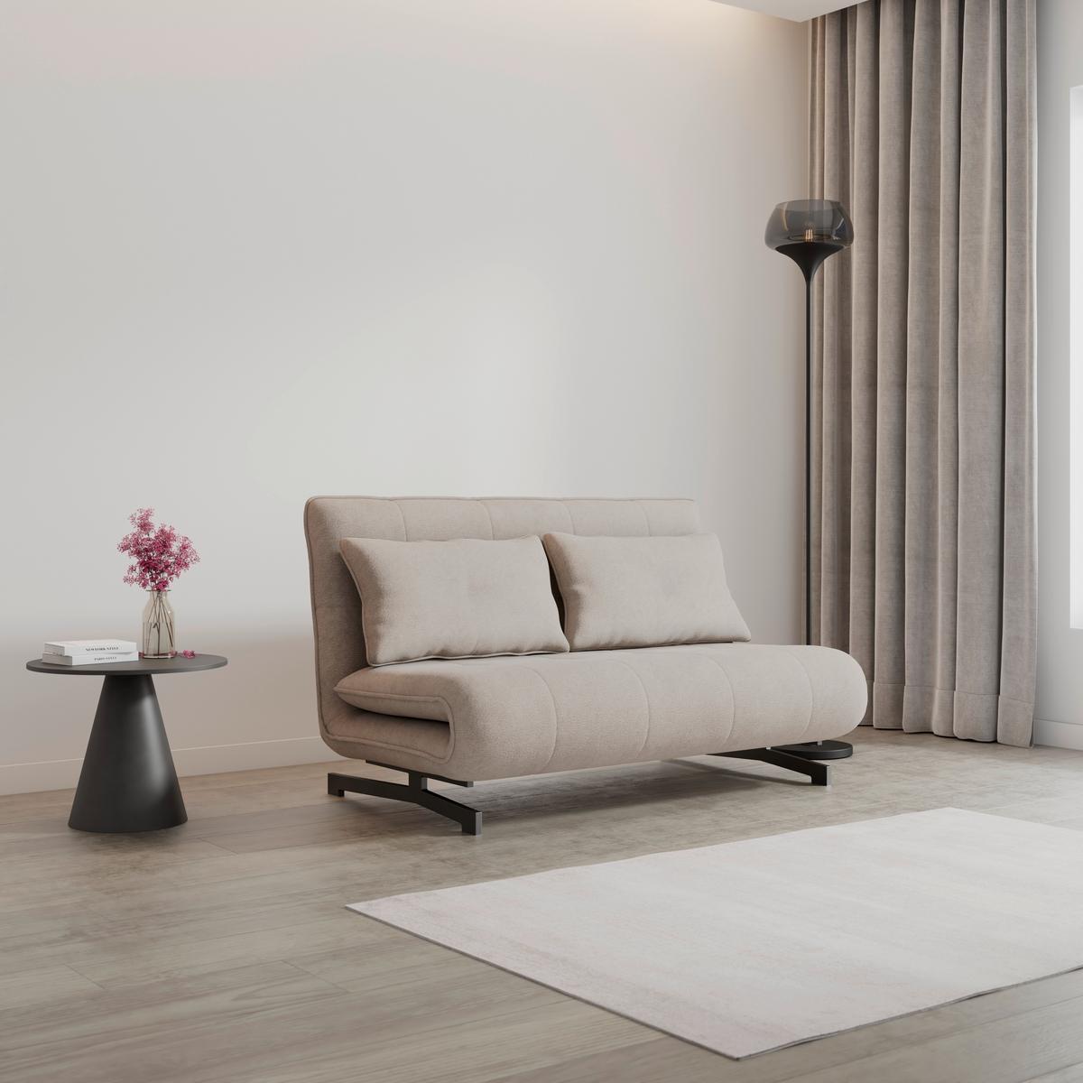 Kanapéágy Luna - bézs/fekete, Modern, textil/fém (142/62/40cm) - Bessagi Home