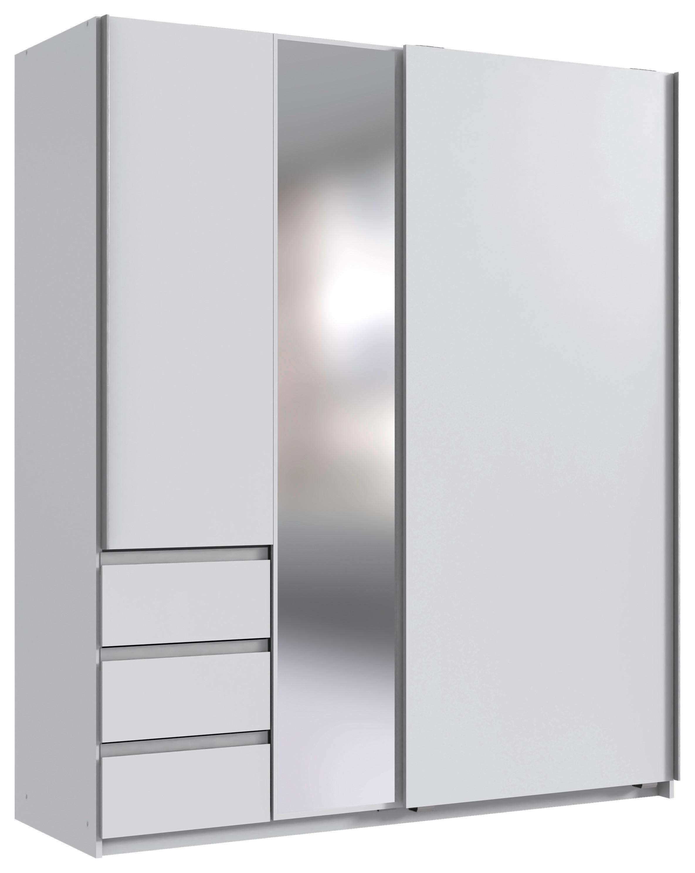 Dulap cu uși culisante ADRIA - argintiu/alb, Konventionell, sticlă/material pe bază de lemn (168/198/63cm) - Modern Living