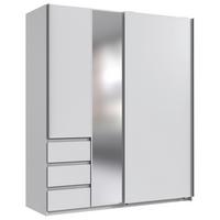 Dulap cu uși culisante ADRIA - argintiu/alb, Konventionell, sticlă/material pe bază de lemn (168/198/63cm) - Modern Living