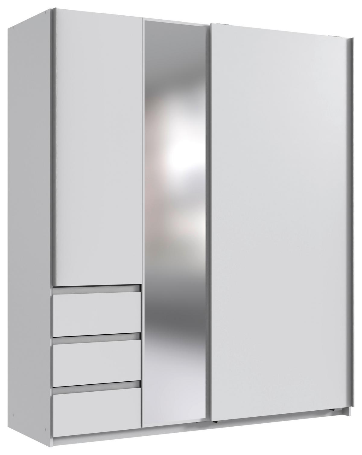 Dulap cu uși culisante ADRIA - argintiu/alb, Konventionell, sticlă/material pe bază de lemn (168/198/63cm) - Modern Living