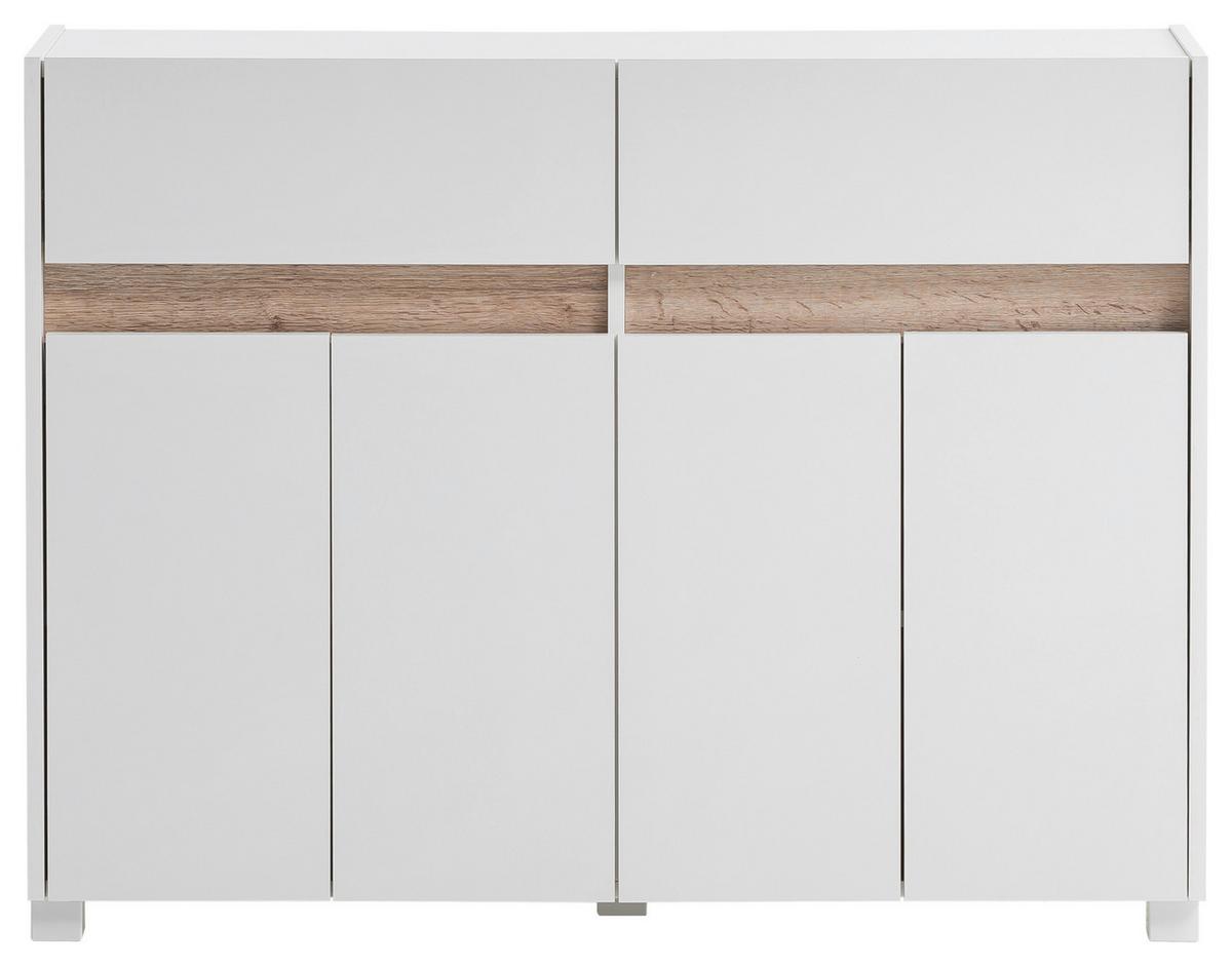 Kommode Cosmo ca.112,2x84,8x33cm Weiß - Silberfarben/Weiß, Design, Holzwerkstoff/Kunststoff (112,2/84,8/33cm) - MID.YOU