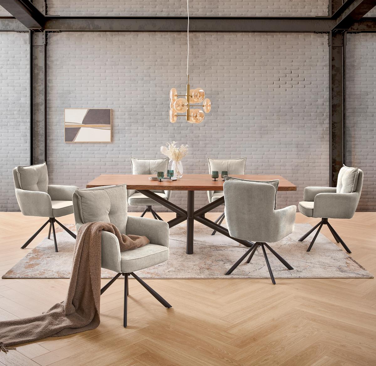 KRZESŁO Z PODŁOKIETNIKAMI POINT - czarny/jasnobrązowy, Design, metal/tkanina (60/95/67cm) - Novel