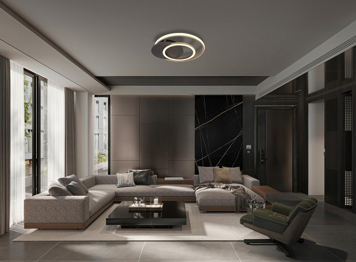 LED-DECKENLEUCHTE 67331G-24 JULIO - Champagner/Opal, Design, Holzwerkstoff/Kunststoff (38/36/6,5cm) - Globo