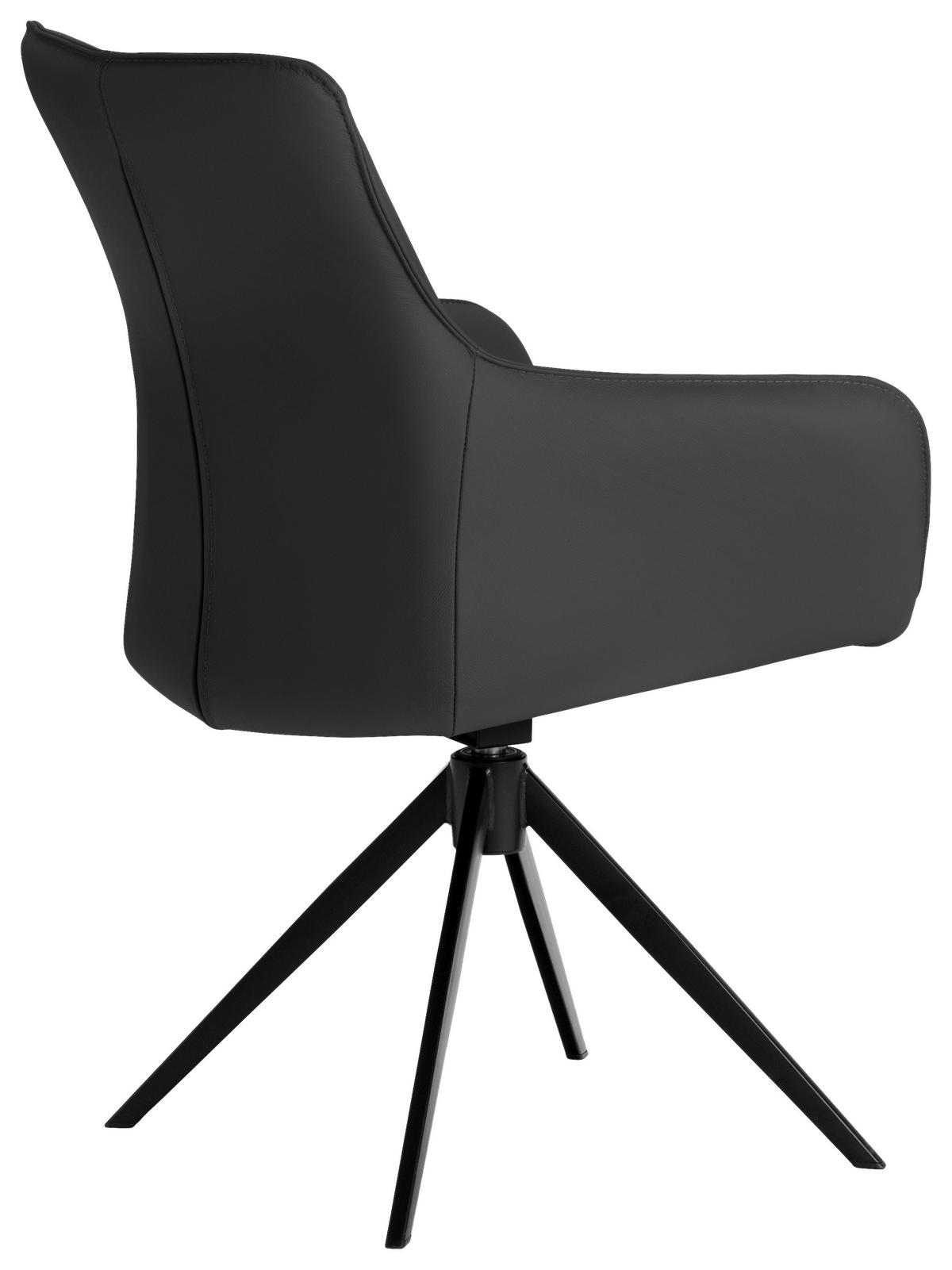 KRZESŁO Z PODŁOKIETNIKAMI YUKI -EXKLUSIV- - czarny, Design, skóra/metal (64/87/60cm) - Novel