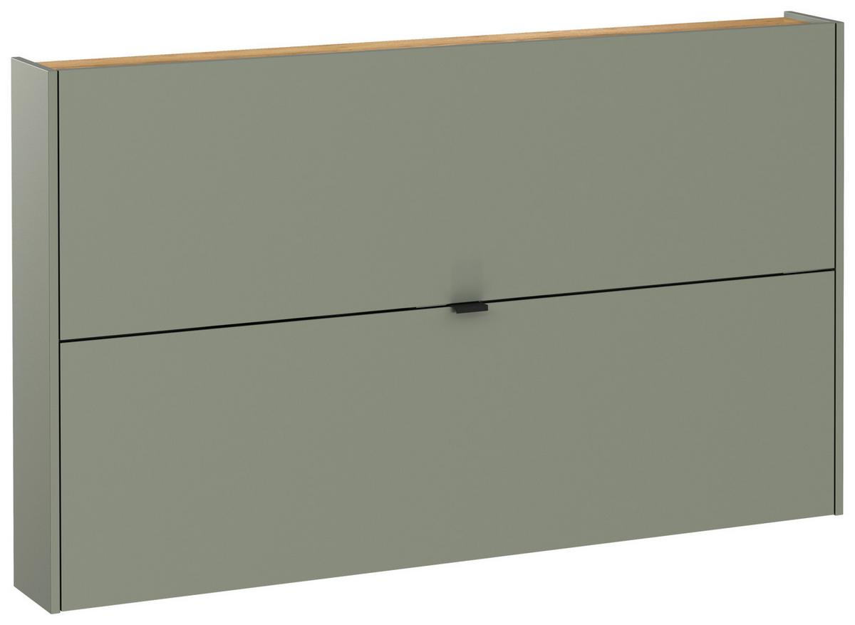 Hängeschuhschrank Ameca Taupe/Eichefarben - Taupe/Eichefarben, MODERN, Holzwerkstoff/Metall (140/83/18cm) - Premium Living