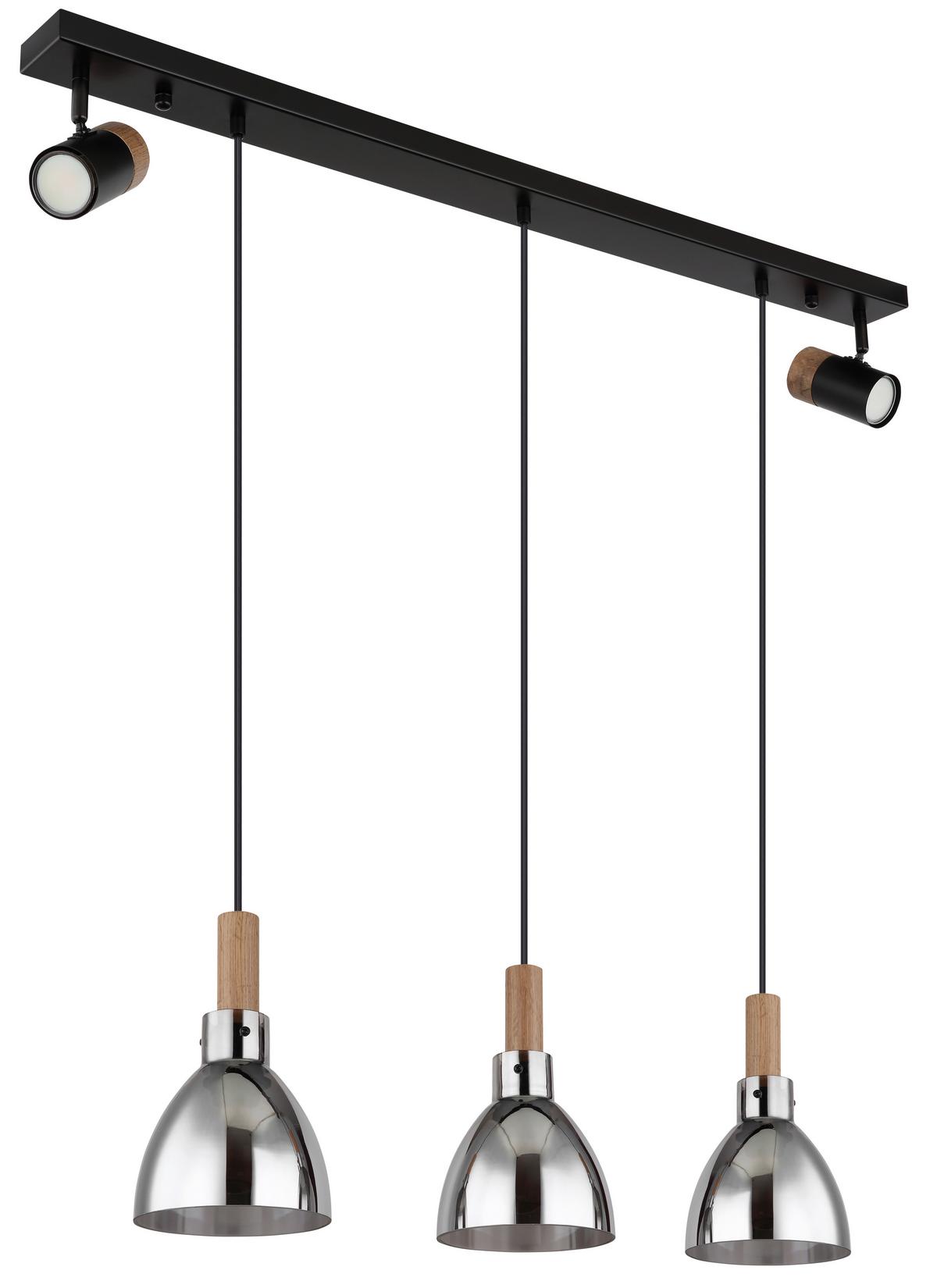 Hängeleuchte Mattea Schwarz max. 9 Watt - Schwarz, Design, Glas/Holzwerkstoff (97/16/120cm) - Globo