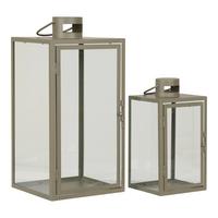 Laternenset Corfu Grün, 2er Set - Grün, Design, Glas/Metall