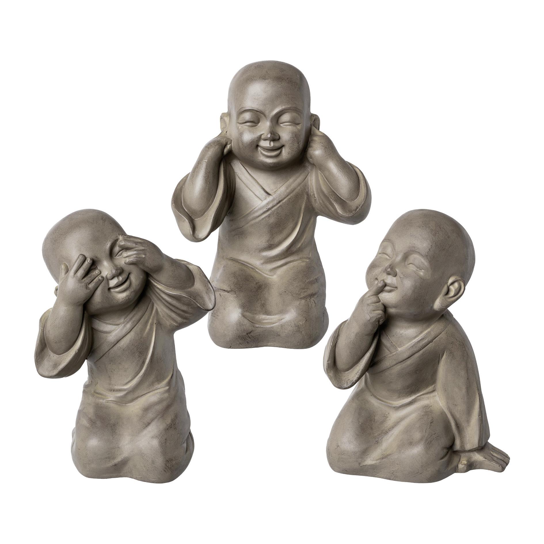 Dekofiguren-Set Buddha, 3-teilig - Hellbraun, Basics, Kunststoff (30/23/41cm) - MID.YOU