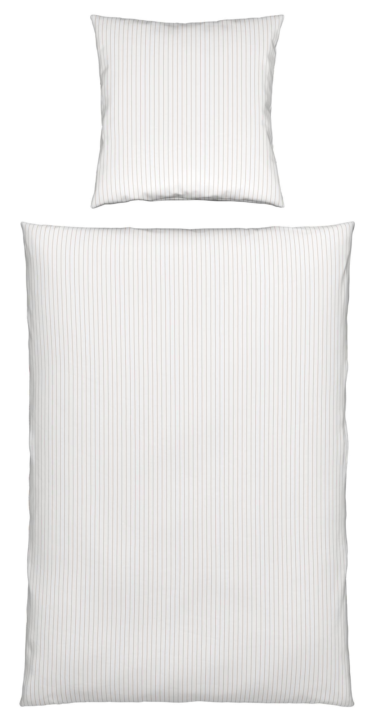 Bettwäsche Twill Streif Weiß/Beige ca. 135x200cm - Beige/Weiß, MODERN, Textil (135/200cm) - Mömax