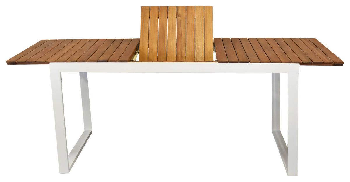 Vrtna Miza Naxos, 150-200x90, Masivno - bela/naravne barve, Moderno, kovina/les (150-200/90/74cm) - Gardenson