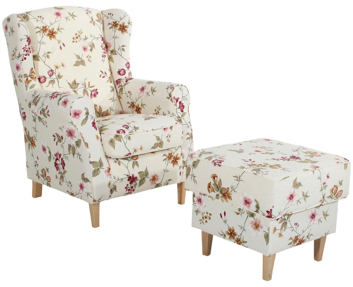 Ohrensessel Lorris Multicolor Flachgewebe - Buchefarben/Multicolor, Design, Holz/Textil (77/103/86cm) - Max Winzer