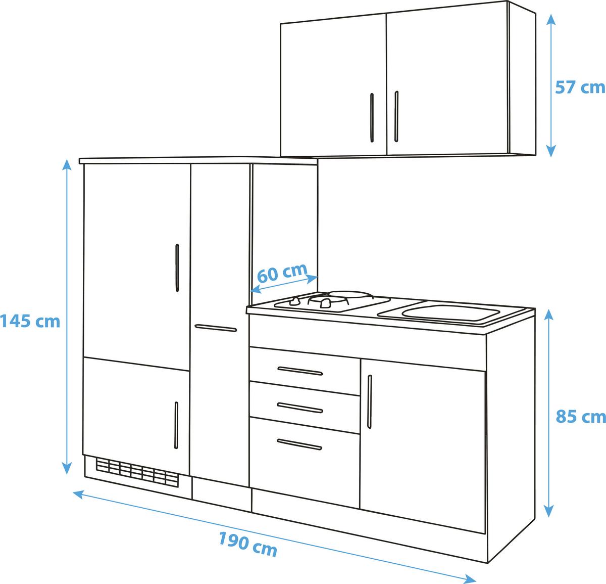 Küchenblock Toronto II m. Geräten Creme - Chromfarben/Eichefarben, MODERN, Holzwerkstoff/Metall (190cm) - Held