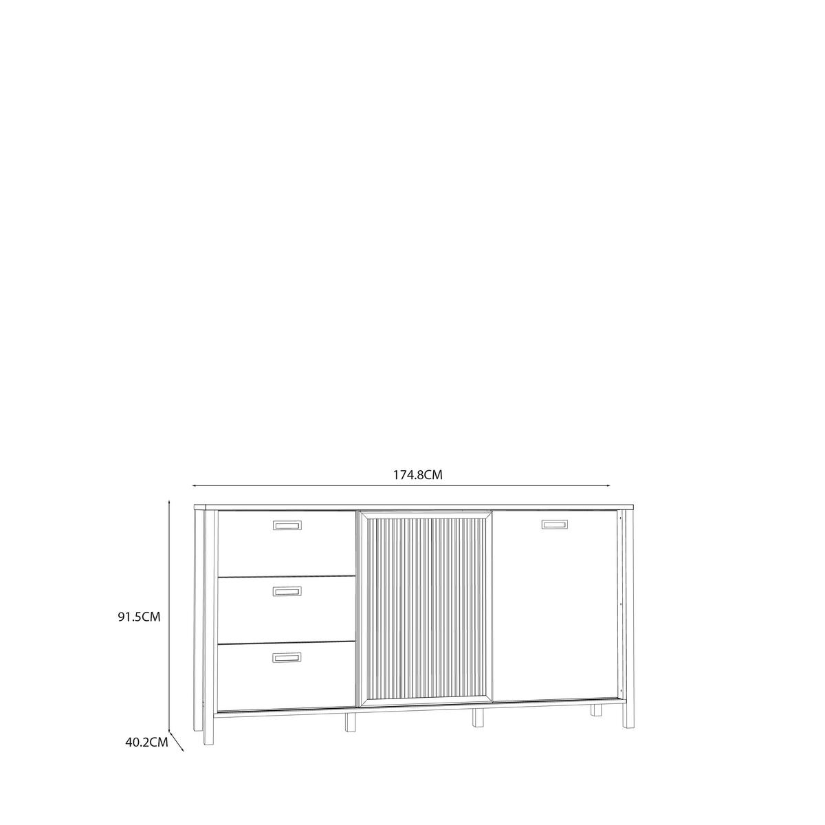 Comodă JYTANA - culoare lemn stejar/negru, Modern, material pe bază de lemn (174,8/91,5/40,2cm) - Premium Living