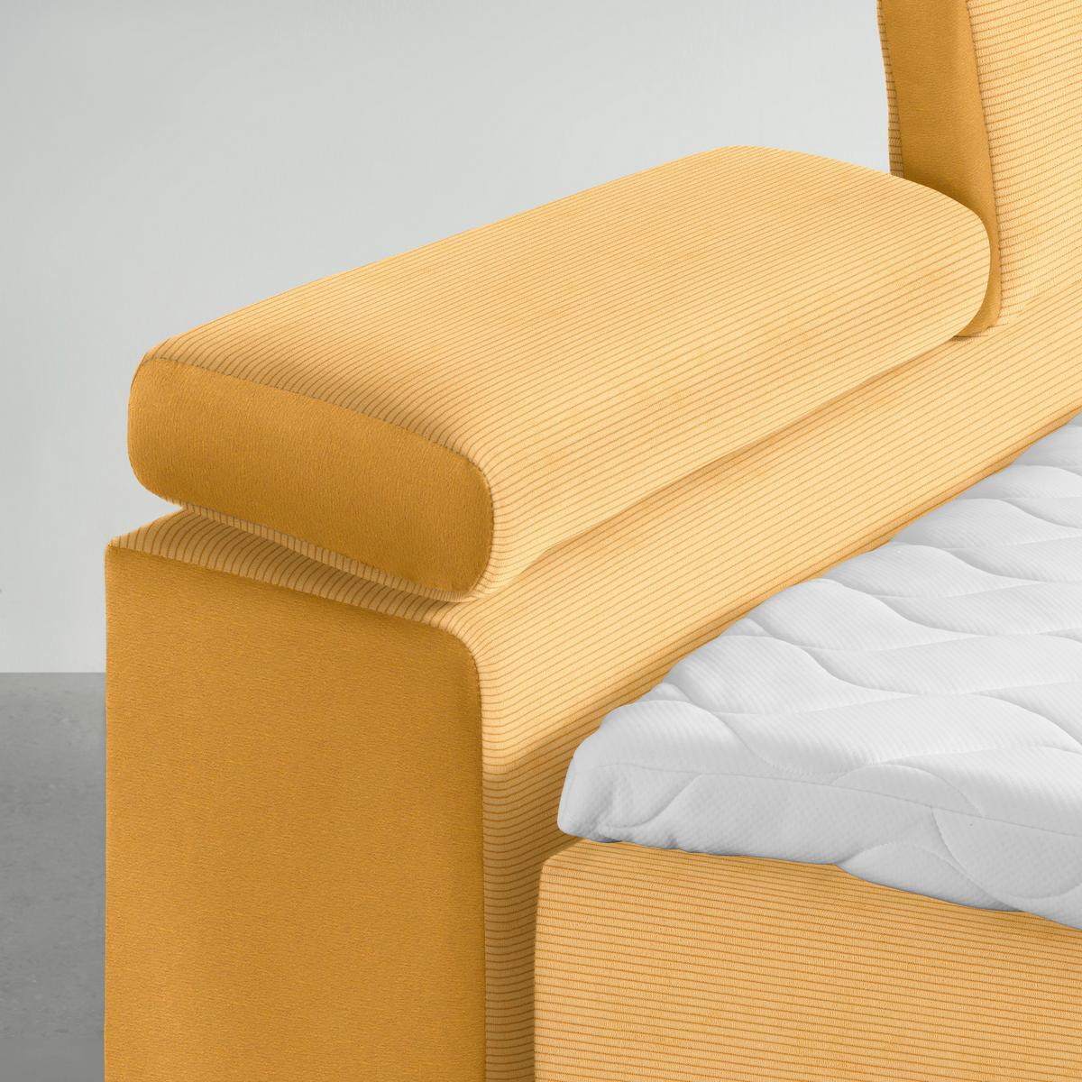 Boxspringbett Sevilla Senfgelb ca. 180x200cm - Senfgelb/Schwarz, KONVENTIONELL, Holz/Kunststoff (180/200cm) - Premium Living