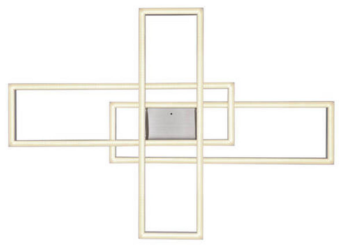 LED-Deckenleuchte Salmos Opal/Silberfarben max. 50 Watt - Silberfarben/Opal, Design, Kunststoff/Metall (100/69,5/13,5cm) - Globo