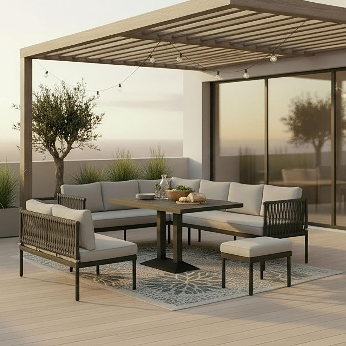 Vrtna Garnitura Polly - siva/tamno siva, Moderno, metal/tekstil - Bessagi Garden