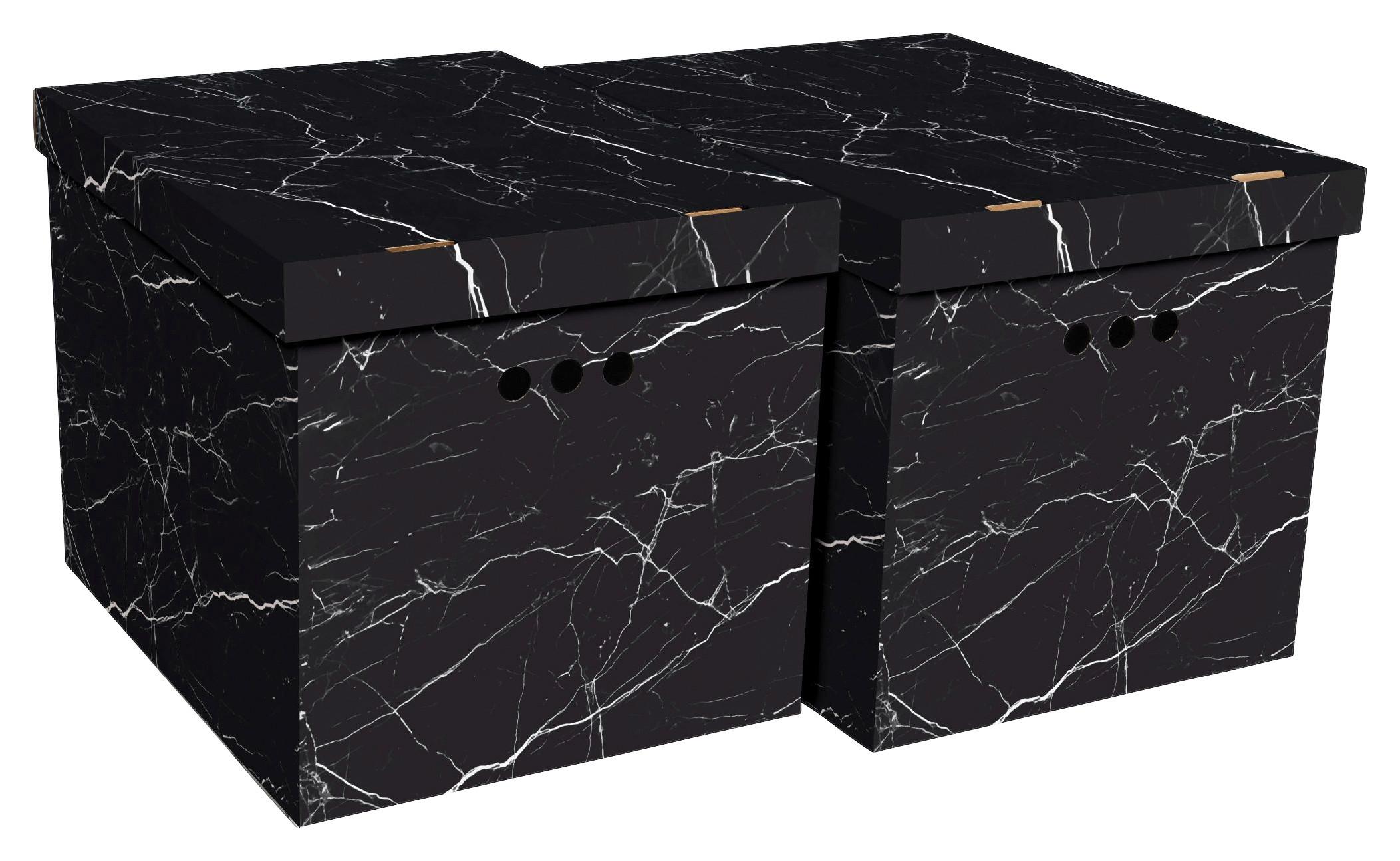 Škatla S Pokrovom Jimmy -Ext- - črna/bela, karton (44,3/33,5cm) - Modern Living
