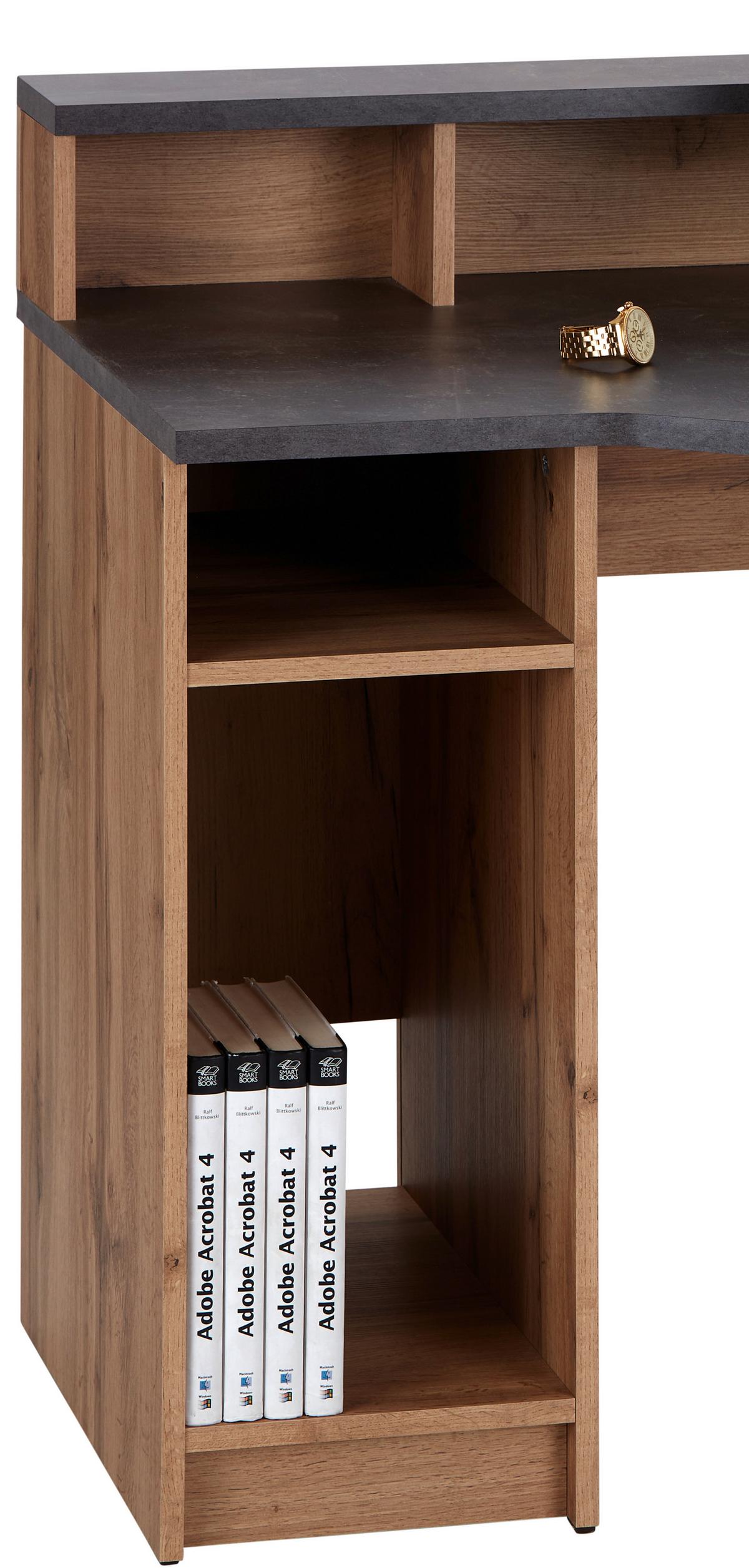 Masa de scris TOBI MX 166 - culoare lemn stejar/gri, Modern, material pe bază de lemn (150/91/68cm) - Modern Living