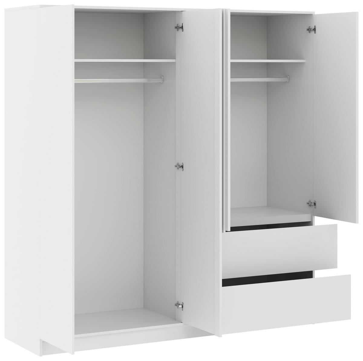 Kleiderschrank Basit Weiss - Weiss, Konventionell, Holzwerkstoff (195/206/57cm) - Mömax