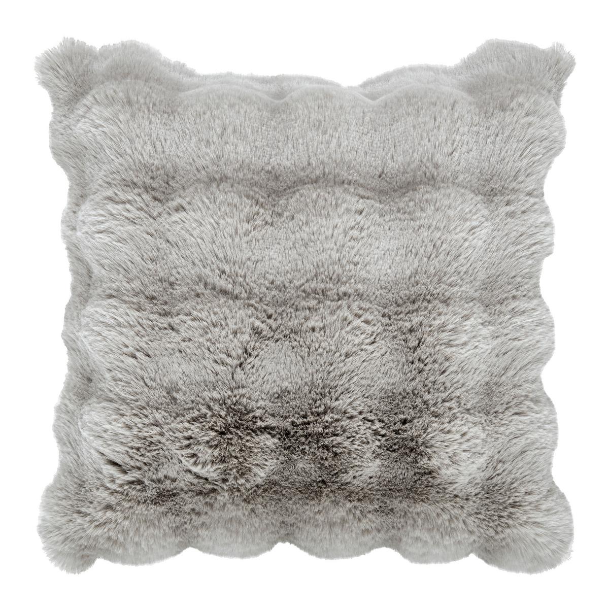 Műszőrme Díszpárna Bella 45/45 - szürke, Modern, textil (45/45cm) - Premium Living