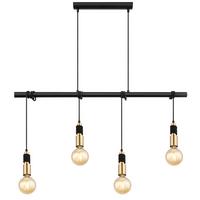 Hängeleuchte Alexius Schwarz/Messing max. 60 Watt - Messingfarben/Schwarz, Basics, Metall (100/6/120cm) - Globo