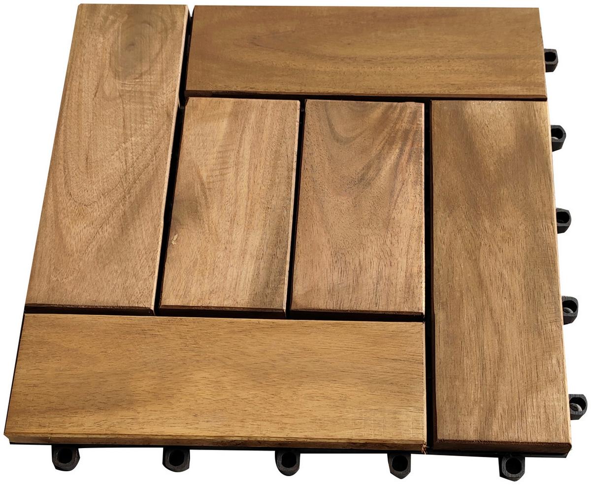 PŁYTKA TARASOWA 10 SZT. - kolor akacjowy, Basics, tworzywo sztuczne/drewno (30/30/2,4cm) - Ambia Garden