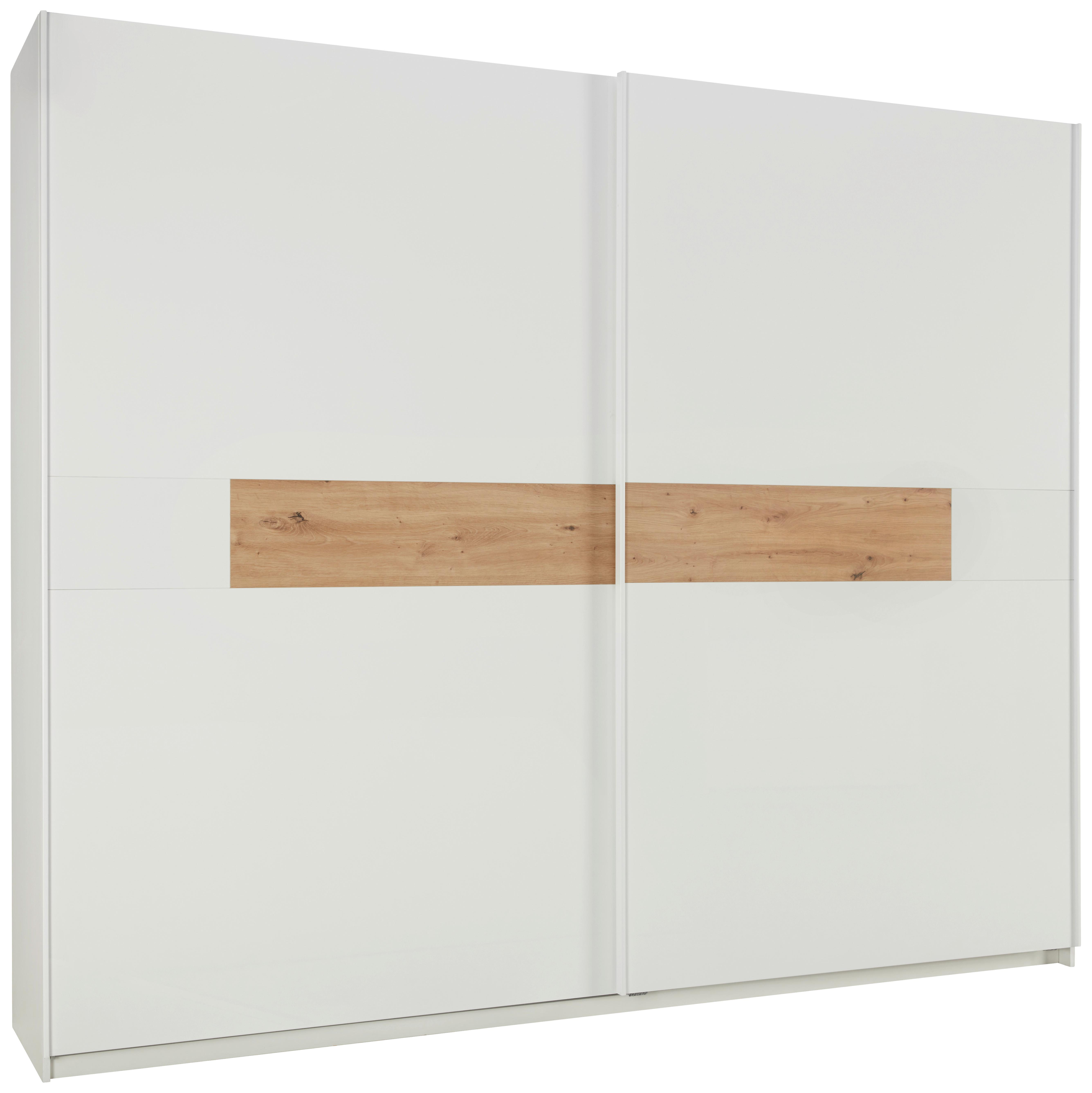 Schwebetürenschrank in Weiss/Eiche - Weiss Hochglanz/Weiss, Konventionell, Holzwerkstoff (276/230/54cm) - Premium Living