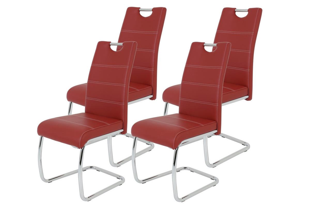 SCHWINGSTUHL-SET FLORA S 4ER-SET - Chromfarben/Bordeaux, MODERN, Textil/Metall (43/98/59cm) - MID.YOU