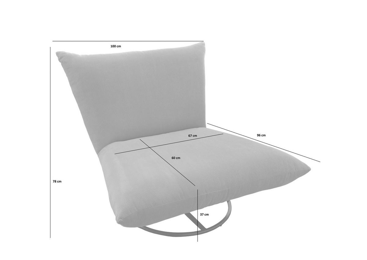 Relaxsessel Cremona Graubraun - Graubraun/Schwarz, Design, Textil/Metall (100/78/96cm) - Livetastic