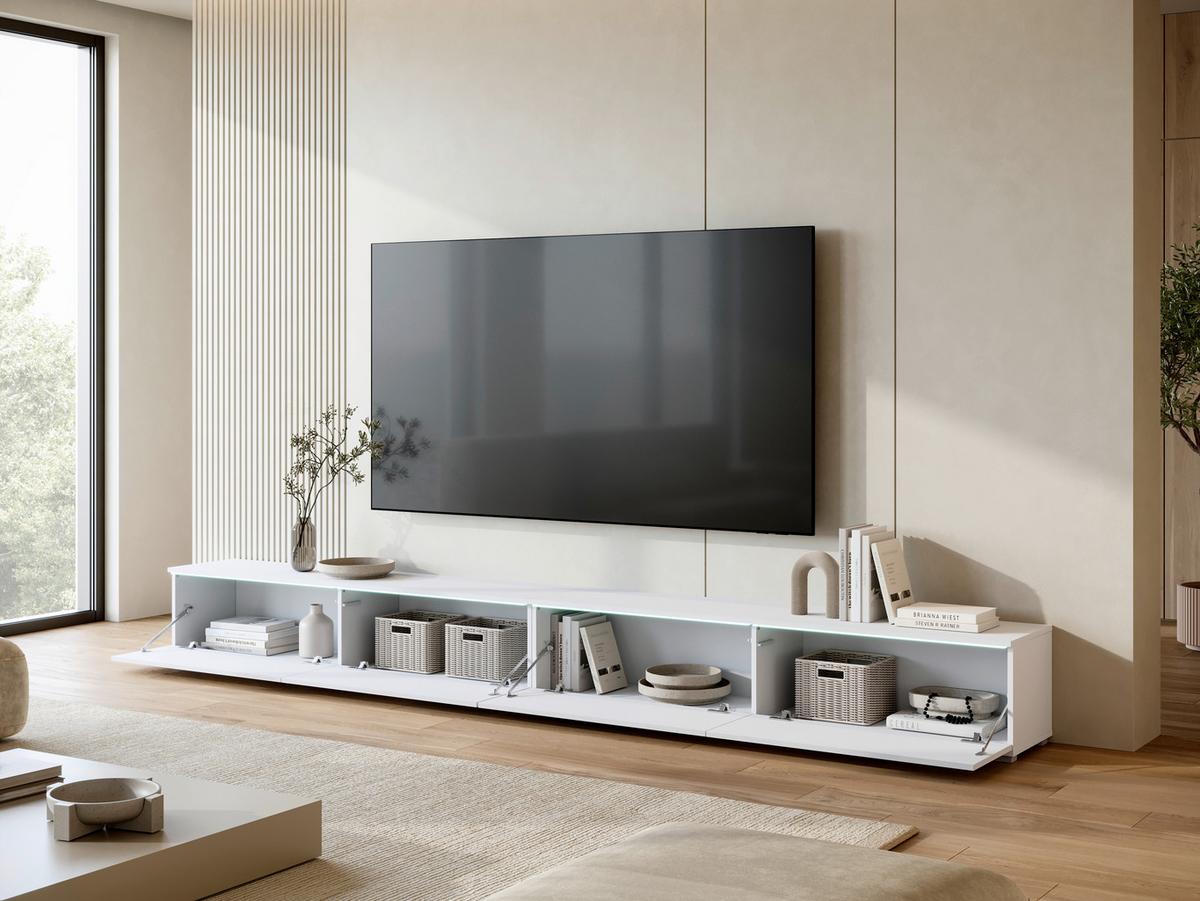 Nizka Omarica D 300, Bela Visok Sijaj, Osvetlitev - siva/bela, Basics, umetna masa/leseni material (300/32/33cm) - P & B