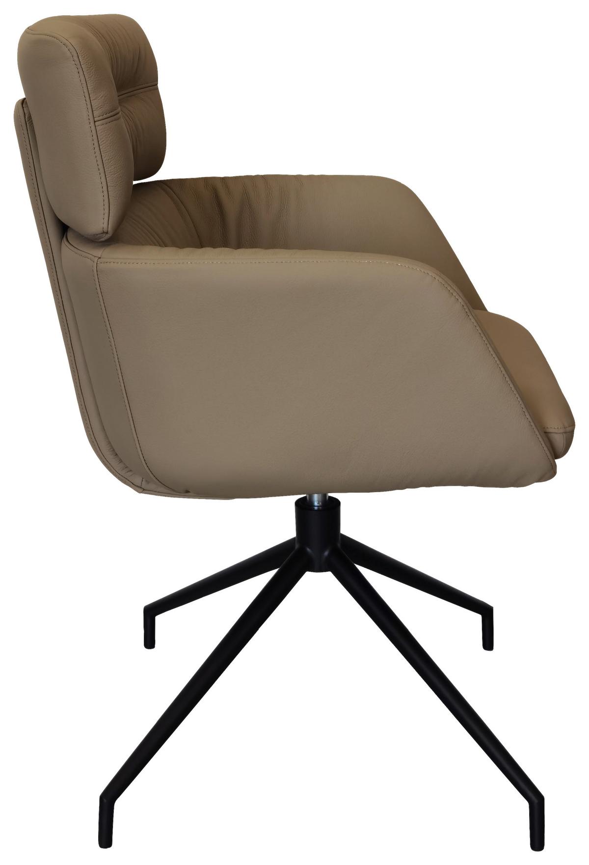 KRZESŁO Z PODŁOKIETNIKAMI PABLO -EXKLUSIV- - czarny/taupe, Design, skóra/metal (62/92/66cm) - Dieter Knoll