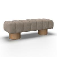 Sitzbank Alina Chenille Hellbraun - Hellbraun/Naturfarben, MODERN, Holz/Holzwerkstoff (140/45/45cm) - Bessagi Home