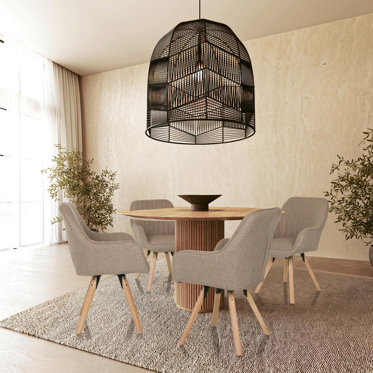 Naslanjač Scandi Soft, Bež - barve bukve/bež, Moderno, tekstil/les (56/84/62cm) - MID.YOU