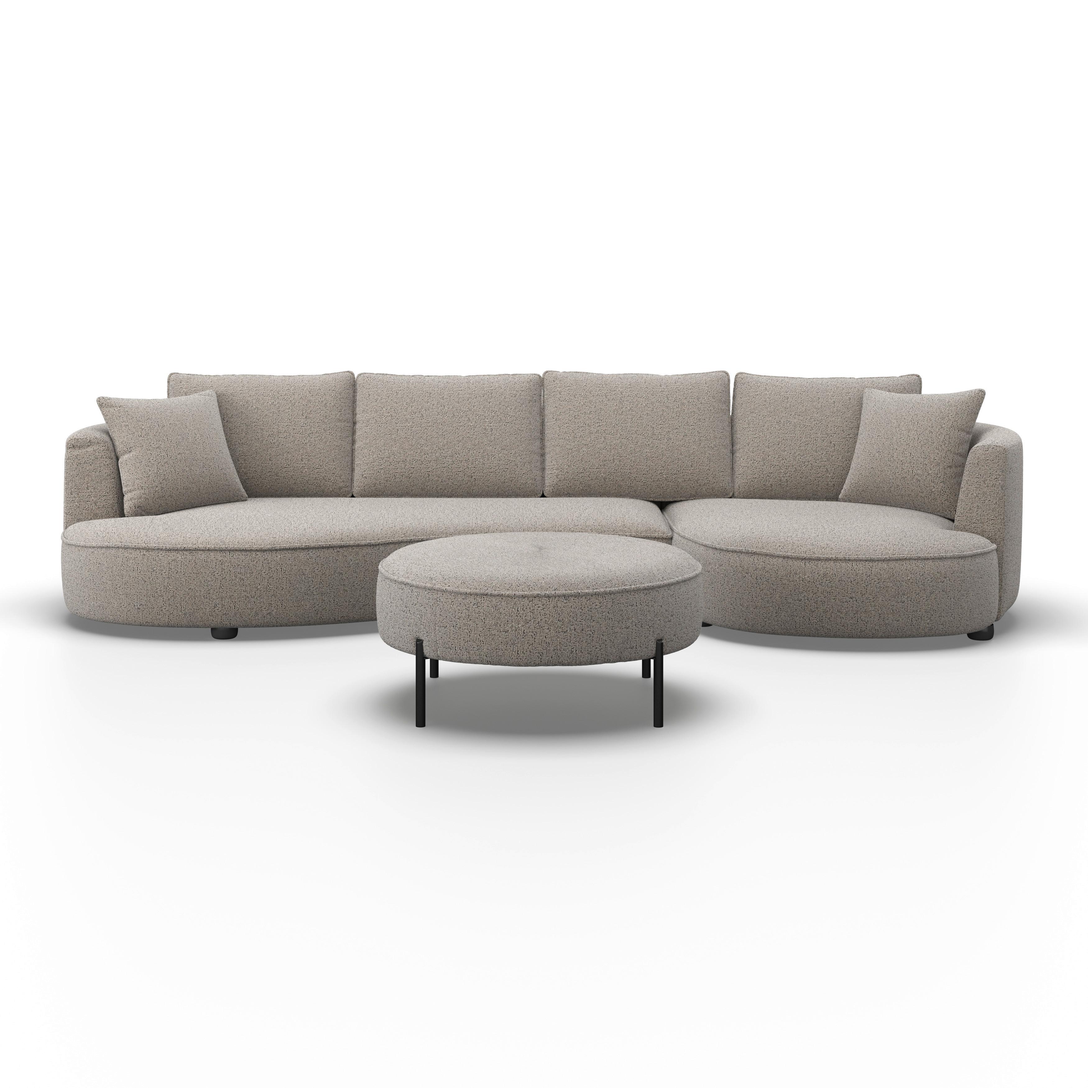 SOFFA NILAS - beige/svart, Modern, metall/trä (322/154cm) - Bessagi Home